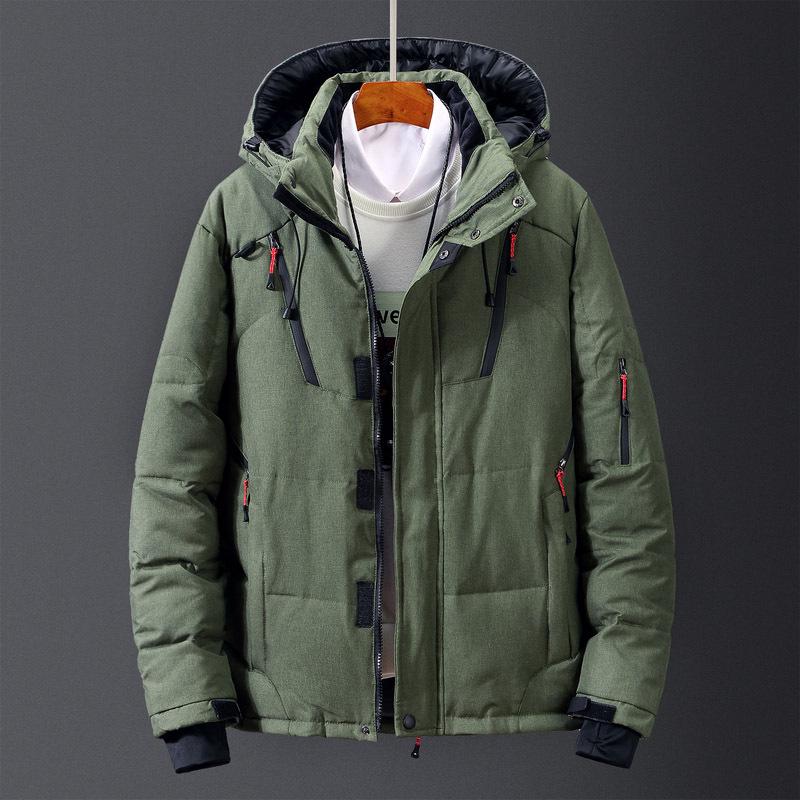 2025 Men's Down Jacket Men's Short Casual Outdoor Multi-Pocket Hooded Winter Wear