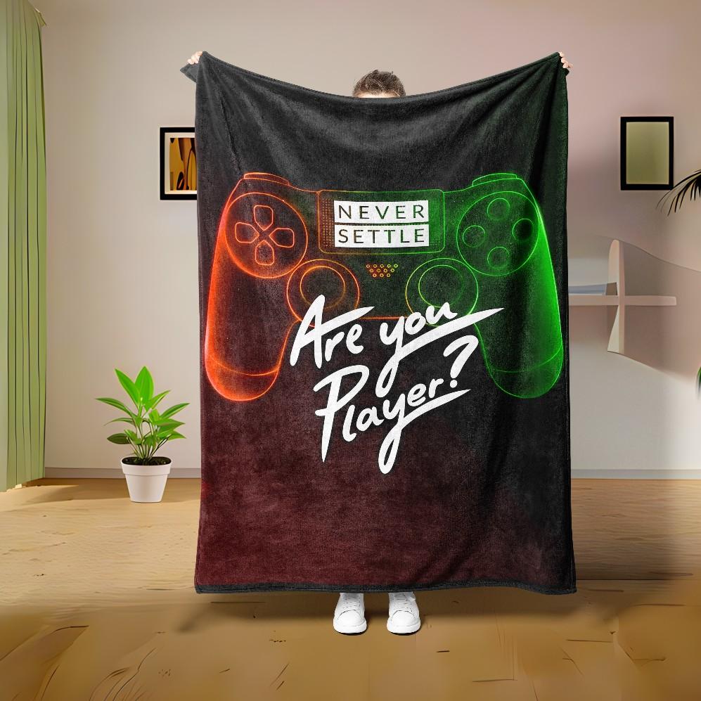 

Colorful Gamepad Printed Flannel Blanket Family Blanket Throw Home Sofa Lunch Break Blankets Children Student Blankets Nap Gifts 30x40in