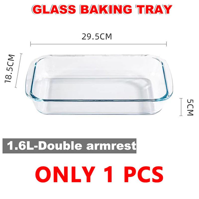 [Buy 1 Take 1]Rectangular Tempered Glass Bakeware Pan 1.6L/3L With Handle Glass Container Food Storage