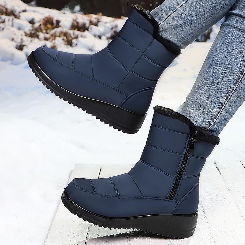 Hochwertige Warme Pelz Damen Winterstiefel Dicke Sohle Lässig Outdoor Baumwollschuhe Kältebeständig Keilabsatz Schuhe für Damen