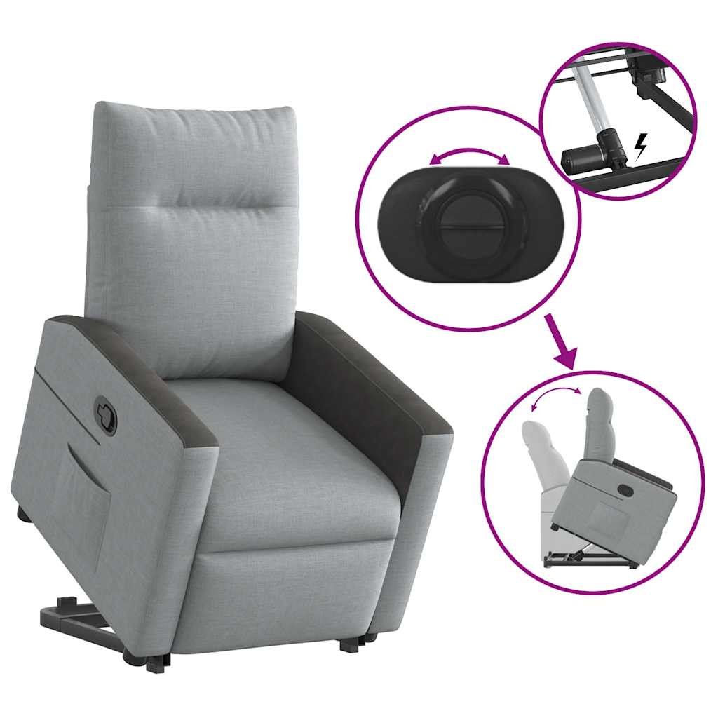 Recliner with Rising Aid Light Grey Fabric