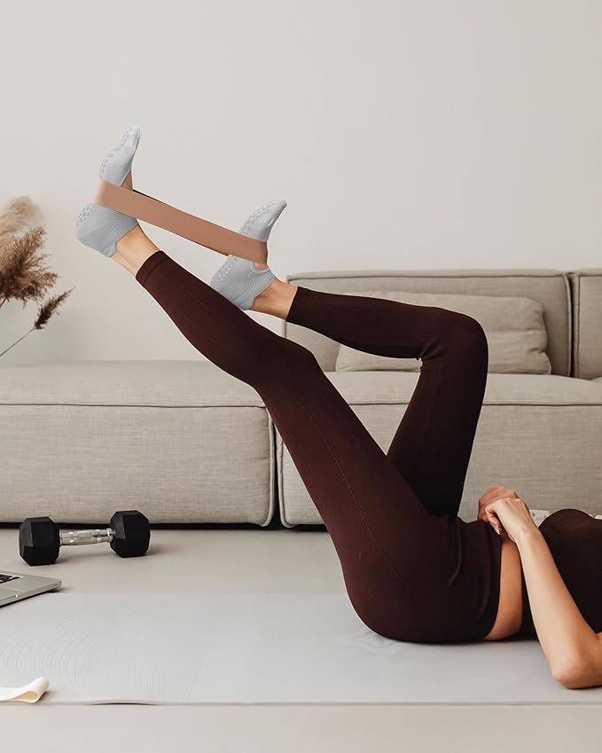 Menetop Pilates og Yoga 2 med og Perfekt for og Trening Størrelser Lilla Lys Damesokker, Par, Sklisikker Silikon, Pustende, Slitesterk,