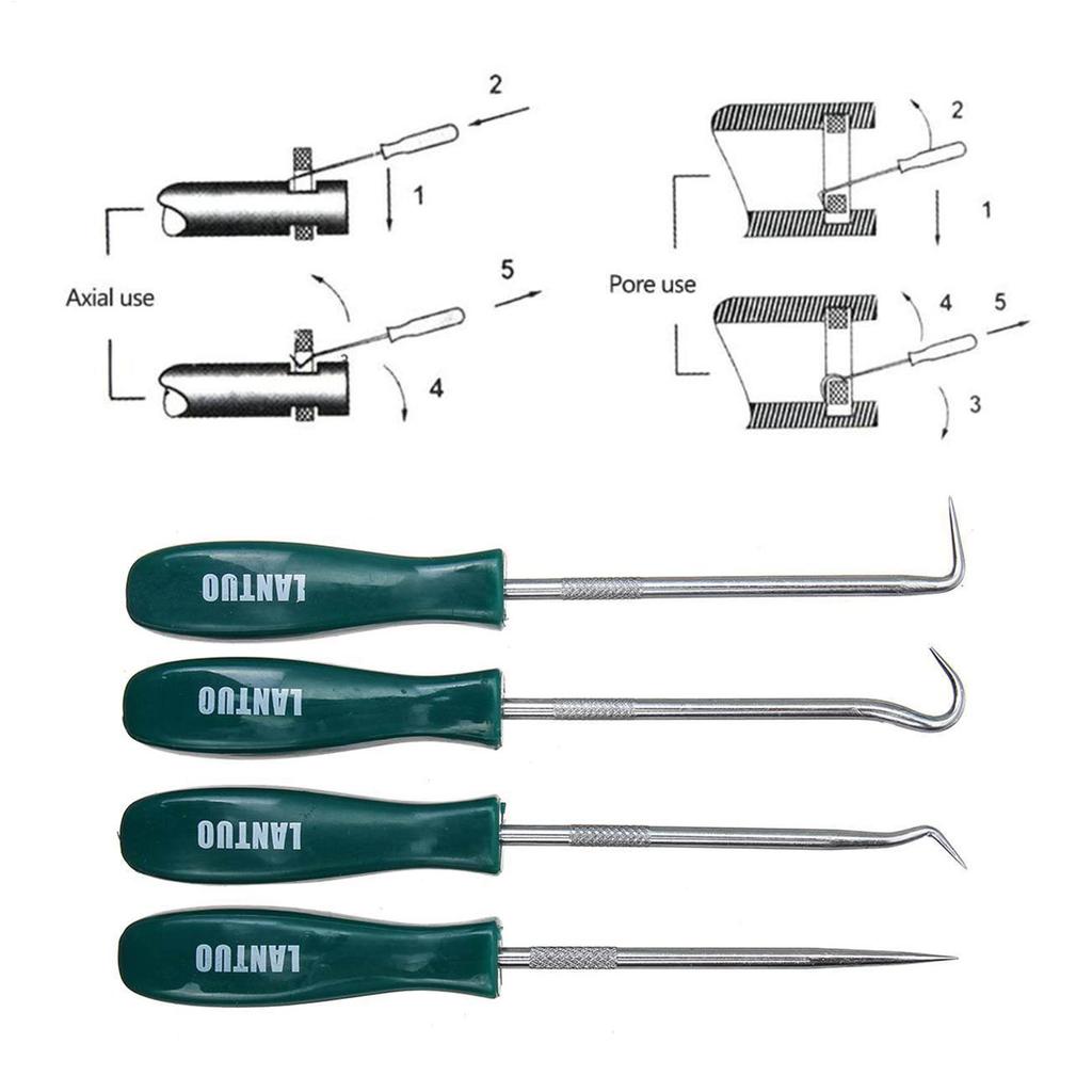 4Pcs Pick Hook Set with Non-Slip Handle Oil Seal Screwdriver To Remove Small Fuses Wire Plugs O Rings Portable Removal Tool