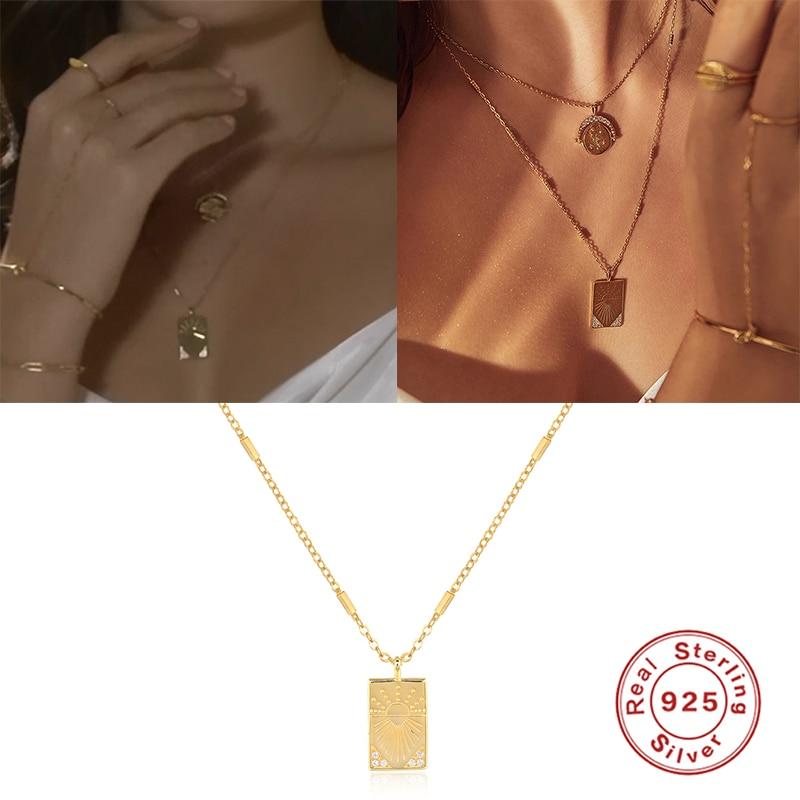 925 Sterling Silver Necklace For Women Color Cross Necklace Charms Chains Fine Jewelry Choker Bijoux Femme   Trend