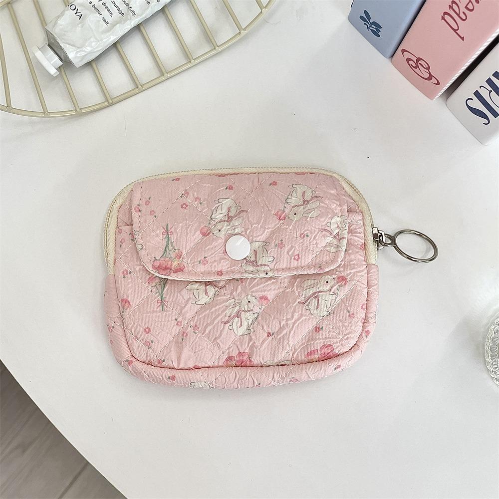 Pinted Small Makeup Lipstick Bag Large Capacity Mini Canvas Storage Bag Floral Coin Purse  Outdoor