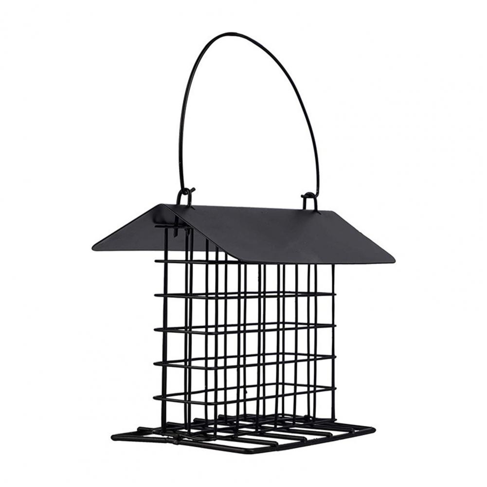 Metal Birds Feeder Metal Birds Feeder Durable Metal Suet Feeders for Wild Birds Hanging Single Suet Cage Holder чёрный