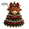 Actividad Manual para Aliviar el Estrés Árbol de Navidad Animal Kit de Ganchillo, Proyecto de Patrón Lindo Fácil Vaca de las Tierras Altas DIY Kit de Manualidades Perro Salchicha Gato para Principiantes,