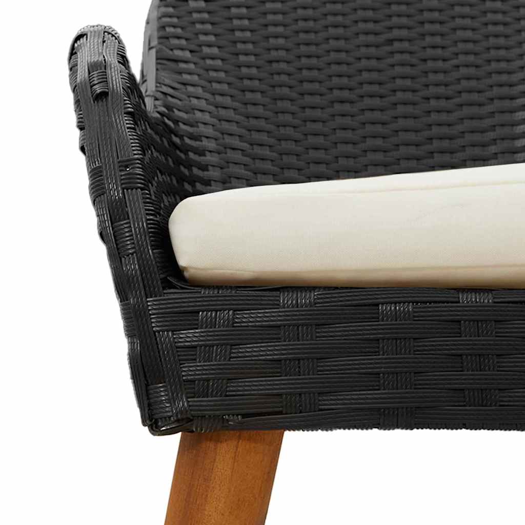 Garden Dining Set with Cushions 3 Pcs Black Poly Rattan
