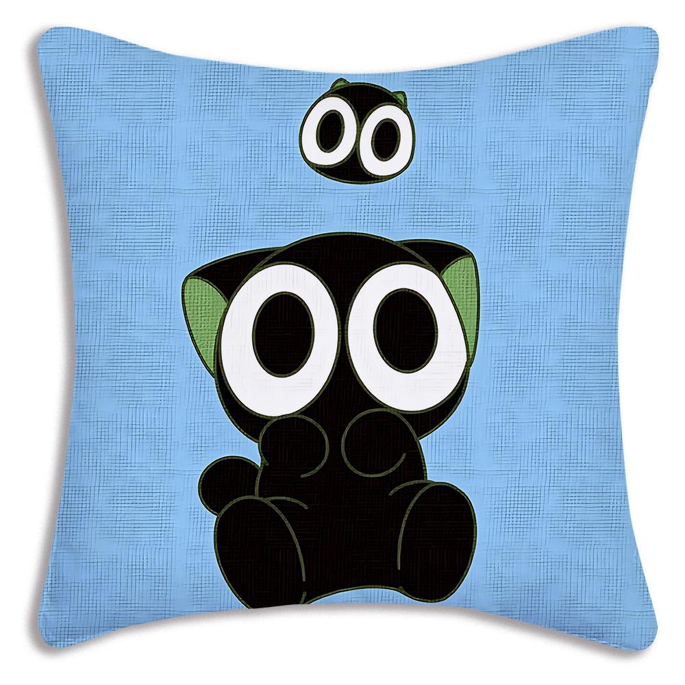 Cartoon luo xiaohei cat Pillow Covers Cartoon Sofa Decorative Home Double-sided Printing Short Plush Cute Cushion Cover