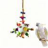Parrot Puzzle Toy Colorful Foraging Ball with Cork & Cotton Rope Interactive Bird Chewing Toy for Large Parrots Stress Relief