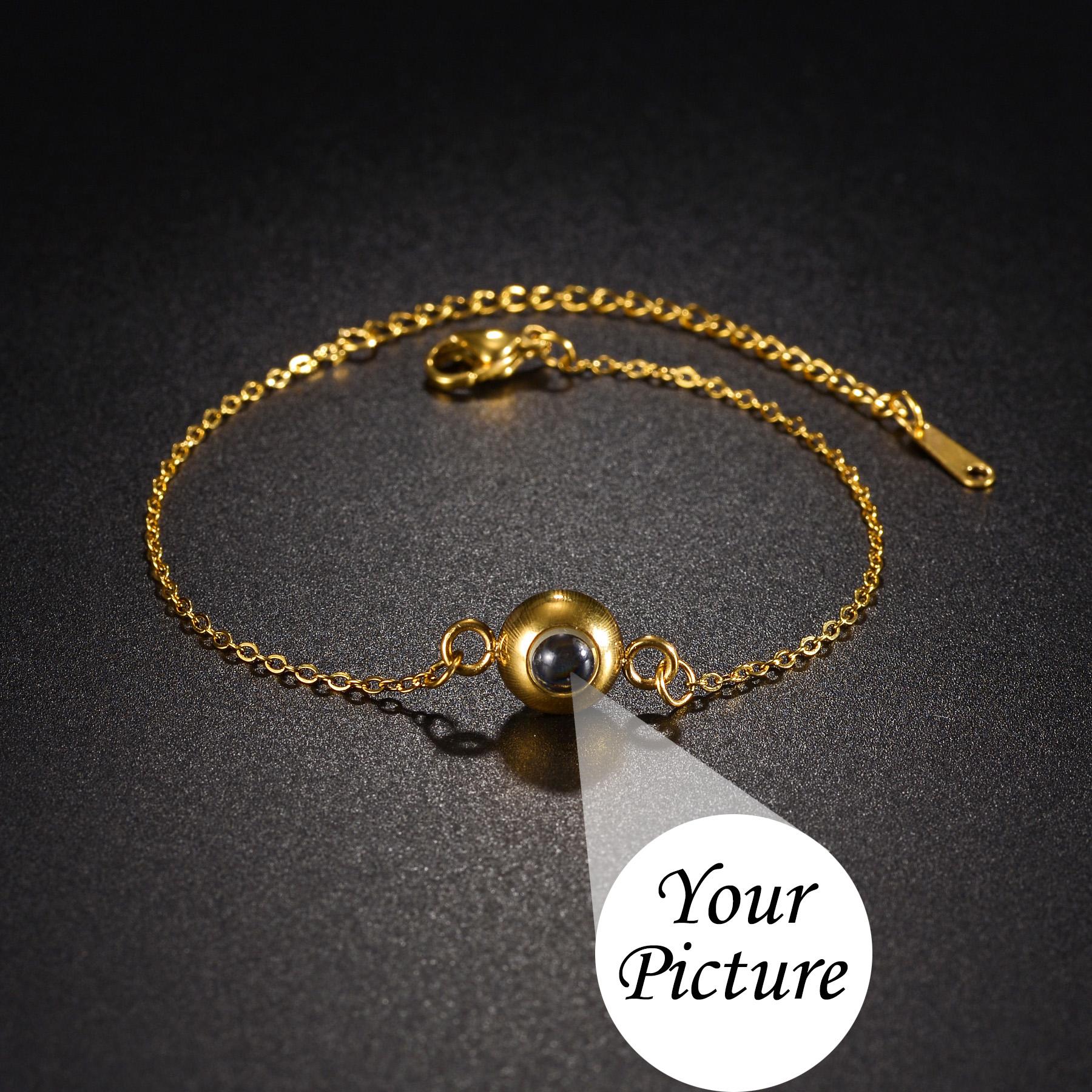 

Atoztide Personalized Custom Projection Bracelets For Women Men with Family Photos Stainless Steel Mother Kids Jewelry Gift Silver color