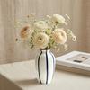 Striped Ceramic Flower Vase, Modern Decorative Vase for Fresh or Dried Flowers, Flower Holder Container for Living Room Table Centerpiece