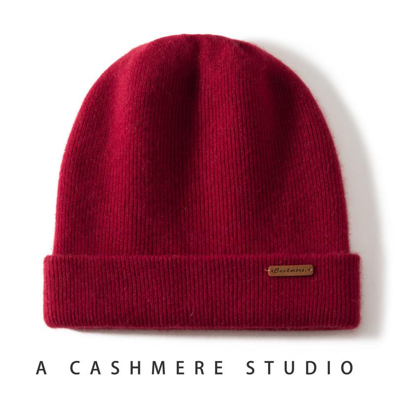 Unisex Double-Layer Cashmere Knit Hat – Warm Slouchy Beanie with Ear Protection for Autumn/Winter