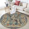 Vintage Pattern Animals,Round Area Rug,Carpet Rug for Living Room Bedroom Sofa Playroom Decor,Non-slip Floor Mat