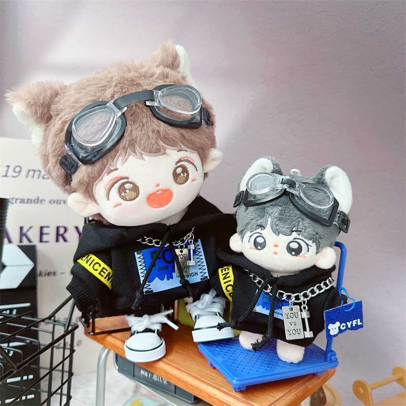 Süße Idol-Puppe Kleidung, Fliegende Schutzbrillen Set, Plüschpuppen Kleidung, DIY Wechselkleidung, Spiele für Mädchen, 10 cm, 20cm