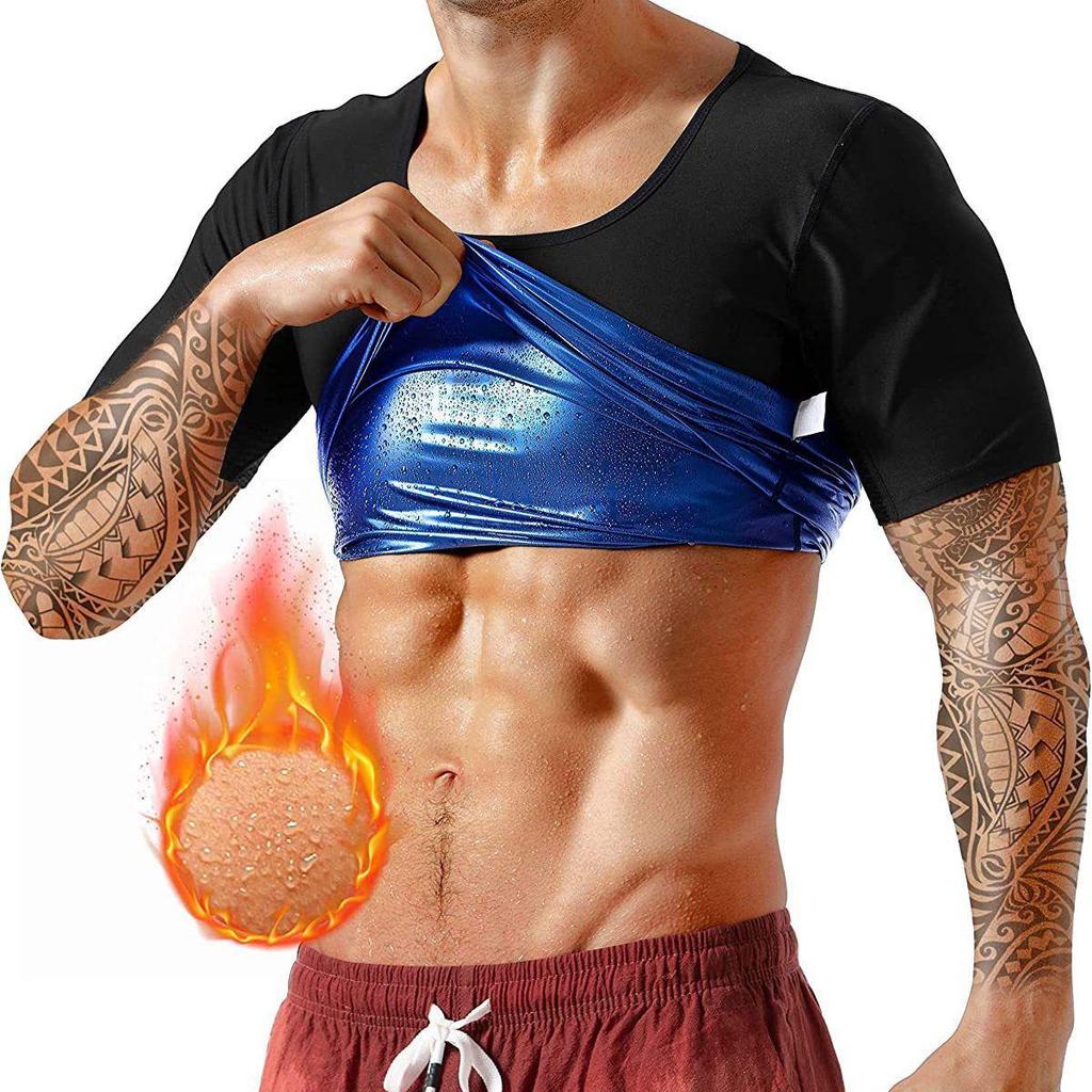 Men's Plus Size Fitness Shapewear Sweat-Inducing Short Sleeve Bodysuit