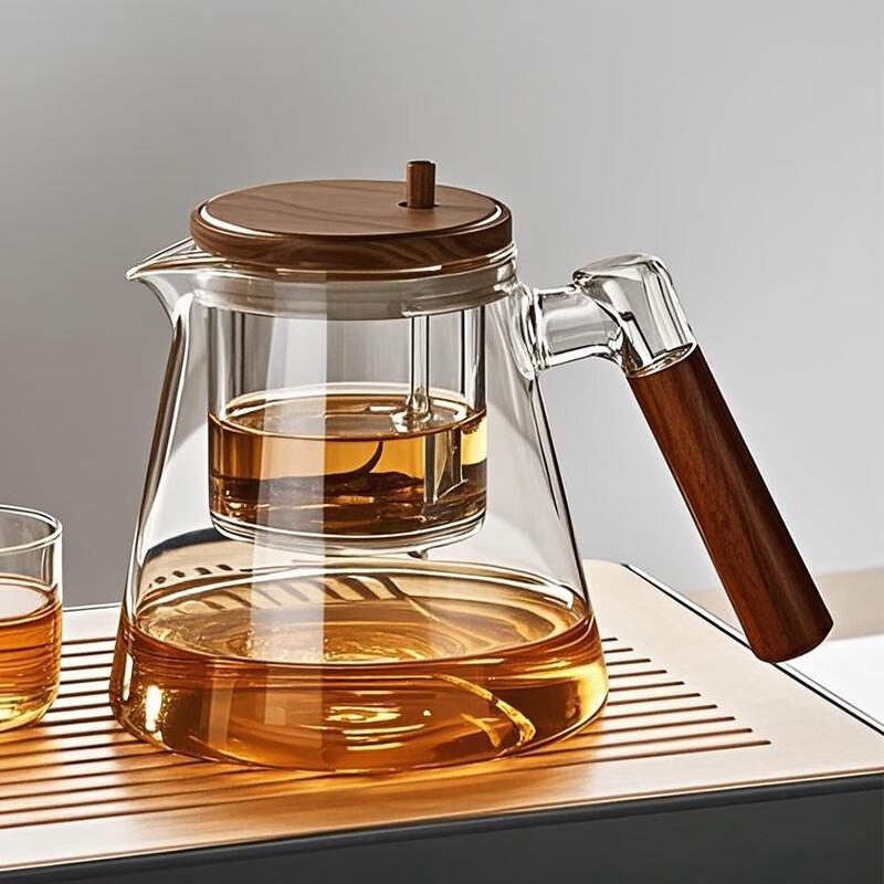 YIHUTEA Tea Infuser Pot, Floating Cup, Tea-Water Separation Quick Cup, Thickened Heat-Resistant Glass, Large Capacity, Press-Type Filter Tea Set
