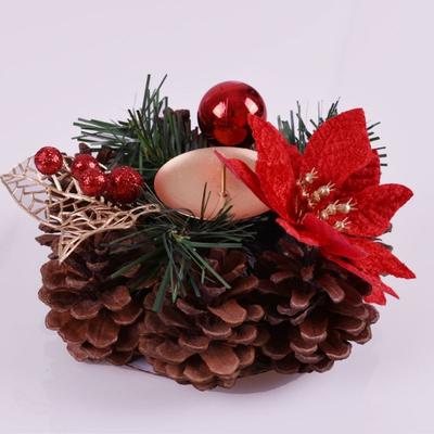 Artificial Floral Christmas Wreath Candle Holder Safety Stable Simulation Wreath Lamp Stand Durable
