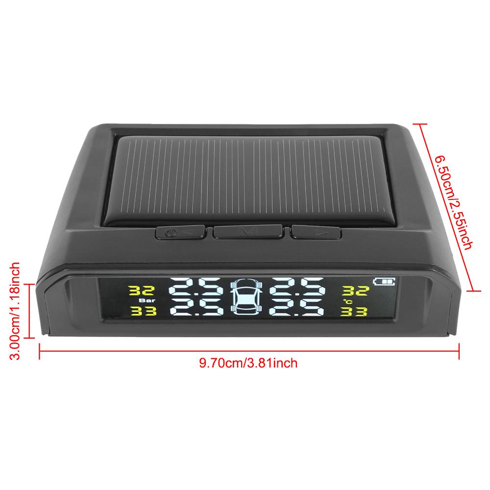 Car Tire Pressure Monitoring System Solar TMPS 4 Sensors Digital Display Tyre Tester Temperature Warning Automotive Accessories