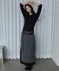 Lense Striped Layered Long Skirt Black