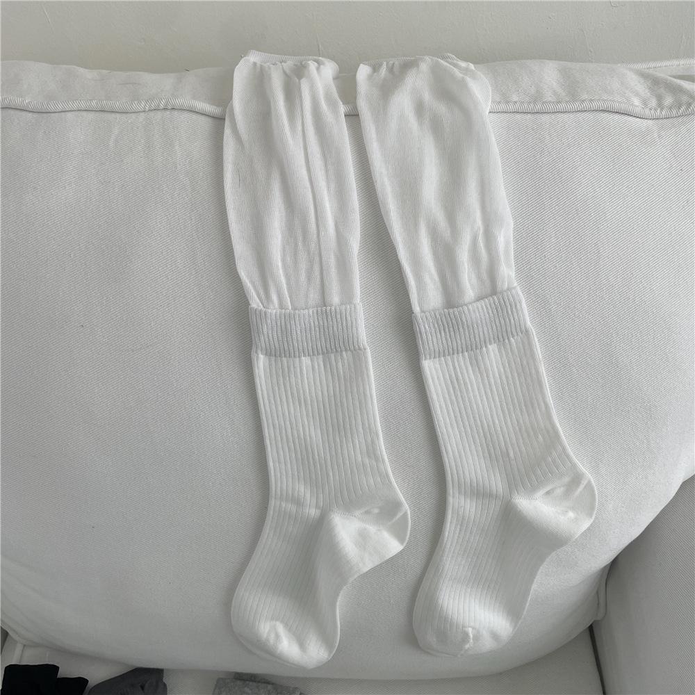 Ladies Spring and Summer New Hollow Mesh Soft Waxy Boneless Long Tube Pile Socks