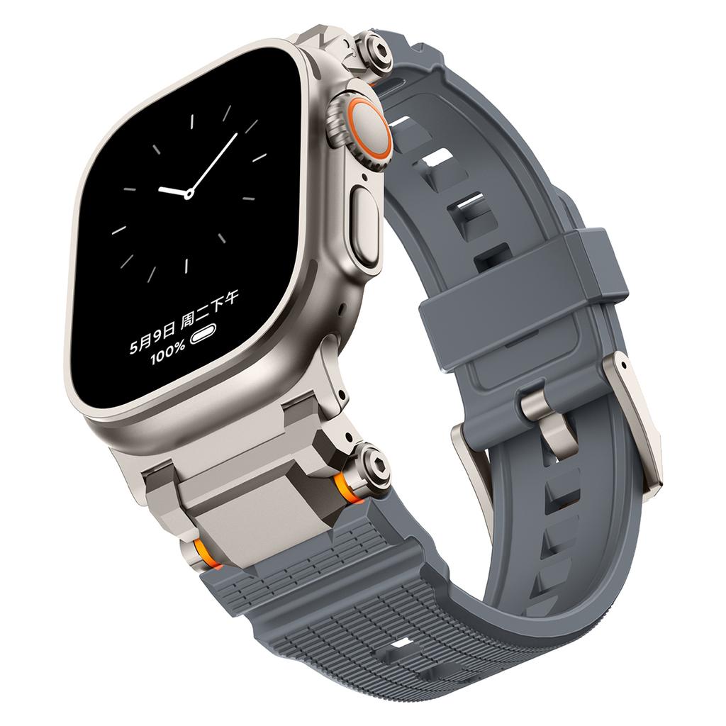 Silicone Rubber Band for Apple Watch Band Ultra 49mm 42 44mm 45 46mm Silicone Metal Luxury Strap for iWatch Series 10 987 se 564