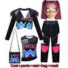 K Rumi Zoey Mila Cosplay Performance Costume Set Children's Dance Outfit Soft Polyester Long Sve V-Ne Jaet And Pants
