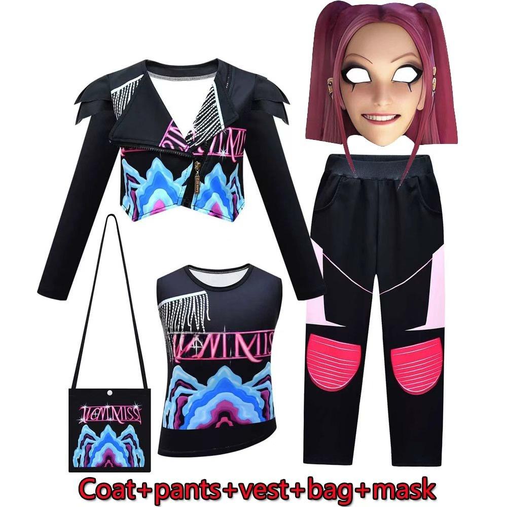 K Rumi Zoey Mila Cosplay Performance Costume Set Children's Dance Outfit Soft Polyester Long Sve V-Ne Jaet And Pants
