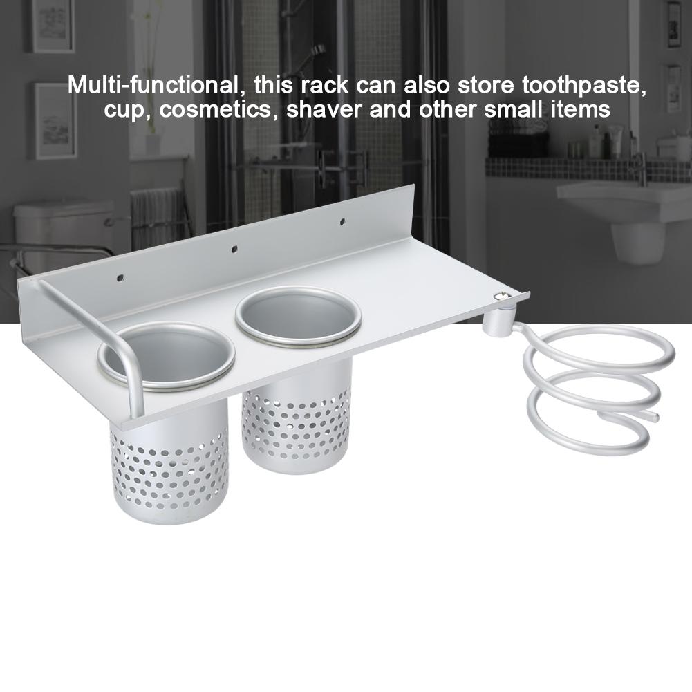 1Pc Home Bathroom Wall Mounted Hair Dryer Holder Organizer Stand Storage Hanging Rack