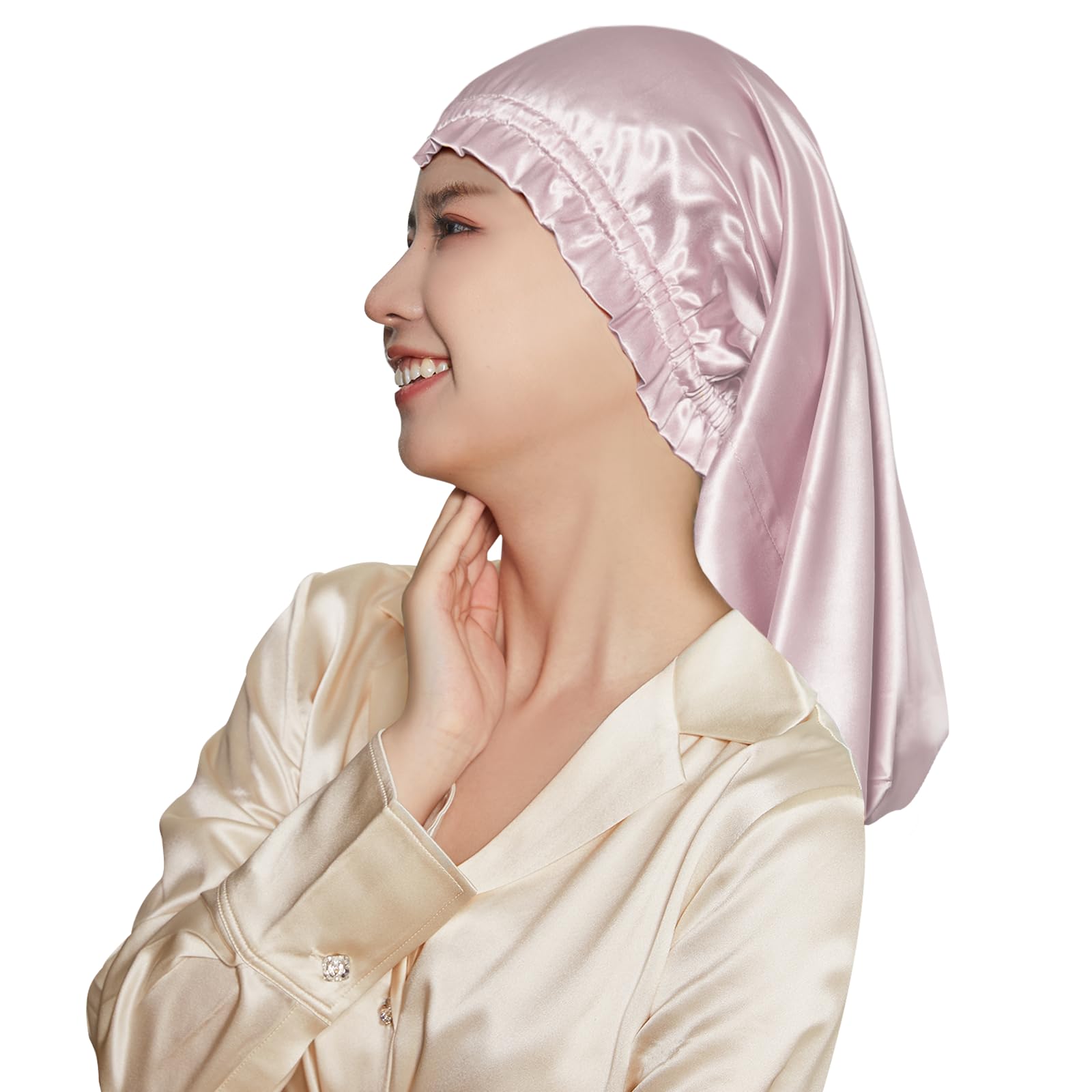 

Шелковая ночная шапочка Шелковая шапочка Цилиндрический дизайн Не скатывается до утра Шелковая шелковая ночная шапочка для длинных волос Шапочка для волос Предотвращает секущиеся кончики и спутанность волос Для