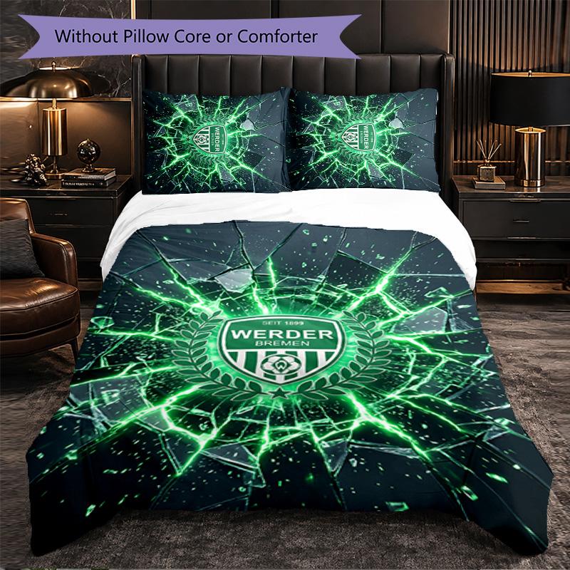 Werder Bremen Football 3 Piece Bedding Set Soft Duvet Cover Set with Pillowcases Printed Bedroom Decor Set for Home
