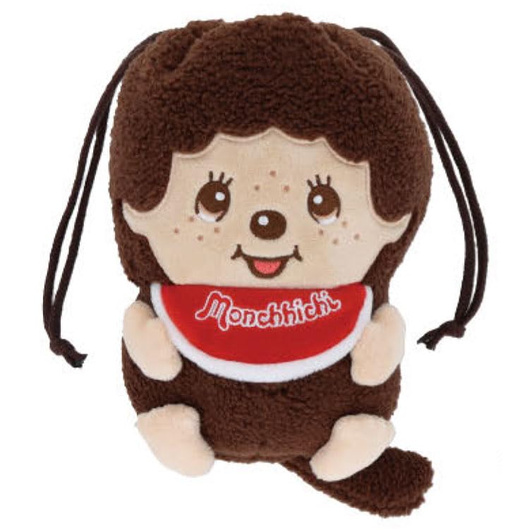 Sunstar Stationery Monchhichi Plush Drawstring S2337088 Bag, Monchhichi-kun,