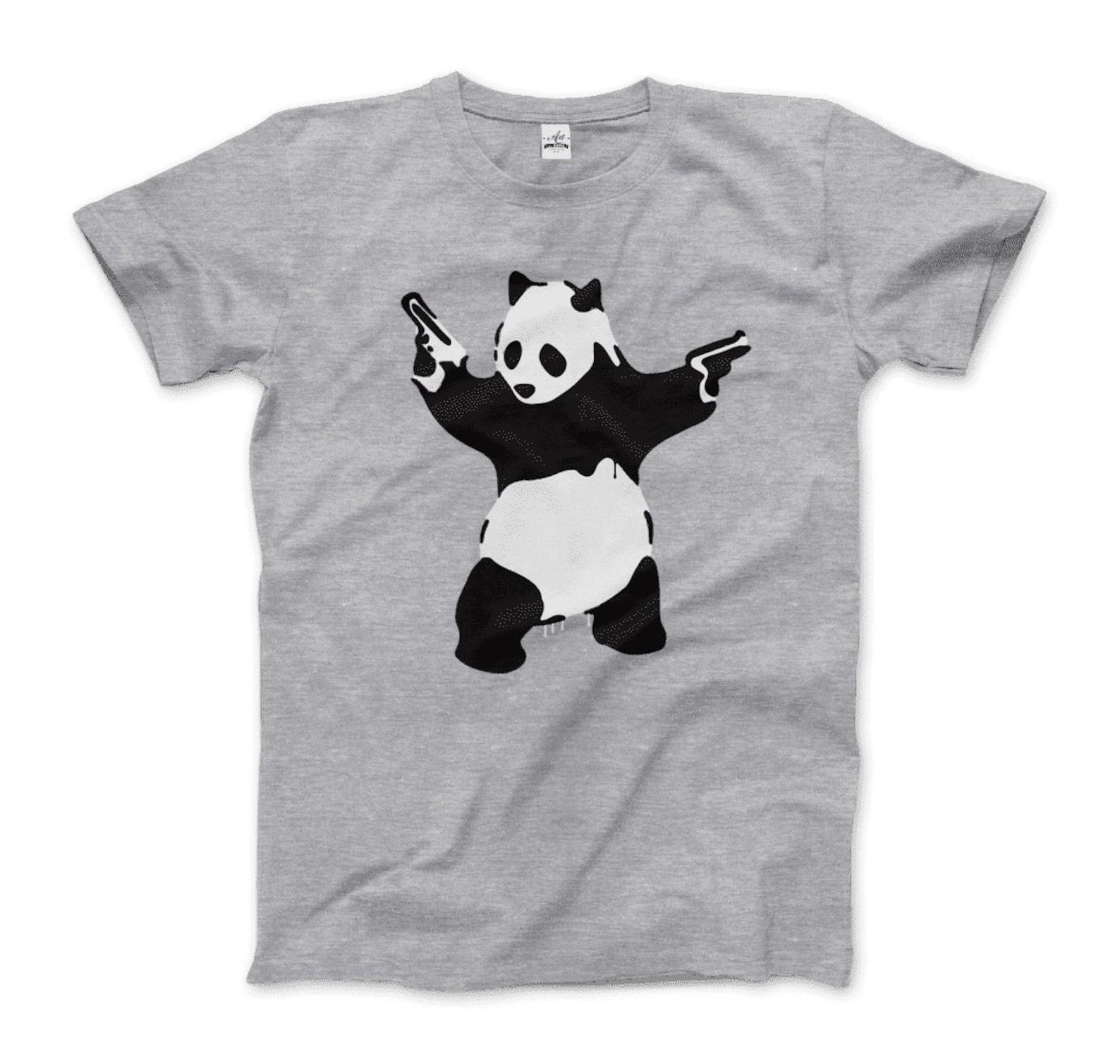 Banksy Pandamonium Armed Panda Artwork T-Shirt 2XL