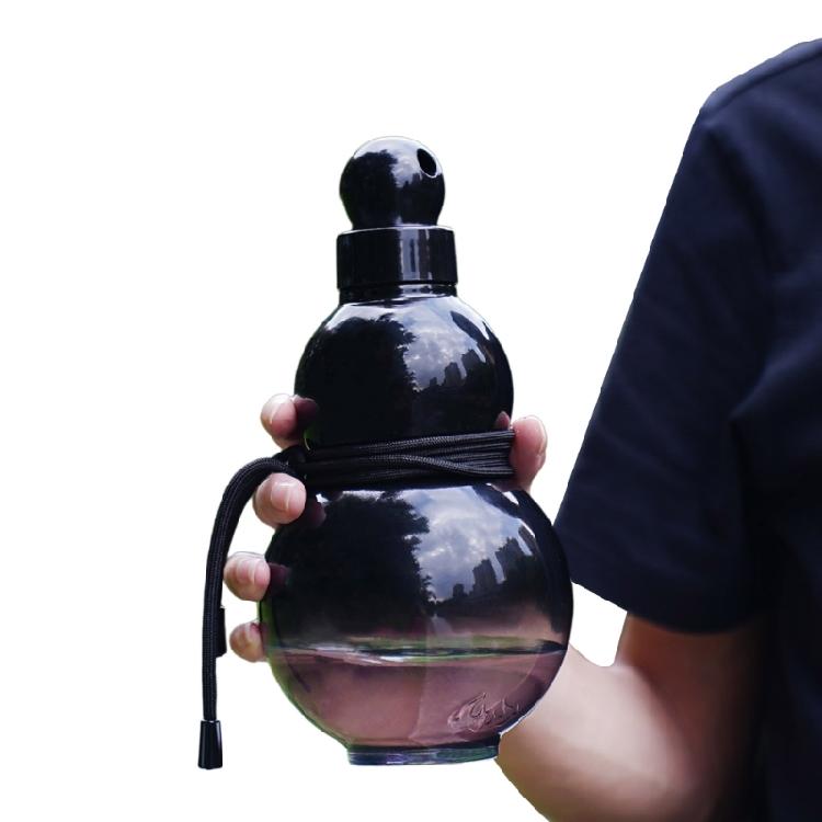 Gourd Water Bottle with Shoulder Strap, Outdoor Hiking Water Bottle, Gourd Shape Water Cup Large Capacity Water Bottle чёрный