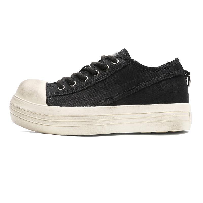 

Нишевые ретро низкие кеды с грязным большим носком, на толстой подошве, увеличивающие рост, обувь Микки, джинсовая, парная, спортивная и для отдыха, Гочао 44 чёрный