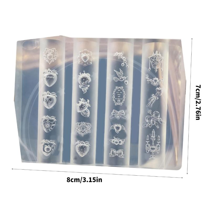 Silicone Nail Mould With Strawberry Bowknot Pattern for Creative Nail Art Designs