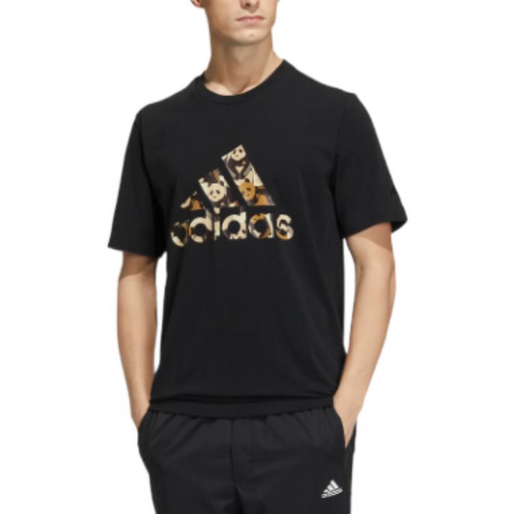 Adidas Solid Color Logo Casual Sport Short Sleeve T-Shirt Unisex Tops Black HS4396