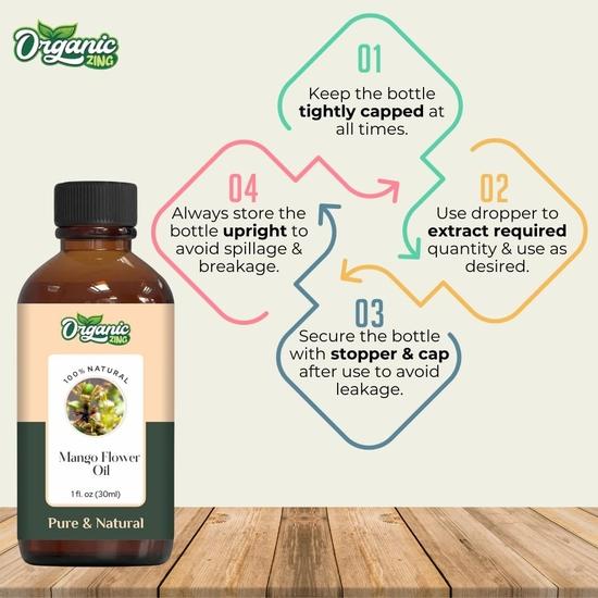 Organic Zing Mango Flower (Mangifera Indica) Oil | Pure & Natural Essential Oil for Skincare, Haircare, Aroma & Diffusers- 30ml/1.01fl Oz