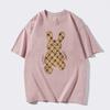 Spring Summer Men's Loose Casual Breathable T-Shirt 100% Cotton Clothing Bear Print Streetwear Women's Crew Neck Top
