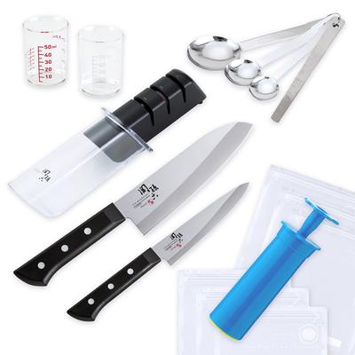 Kai Seki Magoroku Knife and Cookware Set Includes a 165mm Santoku a 120mm Petty a Vacuum a Measuring and a Measuring Spoon Perfect for Single Living