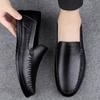 New 2024 Men Dress Shoes Genuine Leather Breathable Middle Aged Business Round Toe Wedding Footwear Male Flat