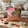 Mischievous Cat Cushion Cover Anti-dustmite Pillowcase Invisible Zipper Silky Short Plush Sofa Cushion Cover