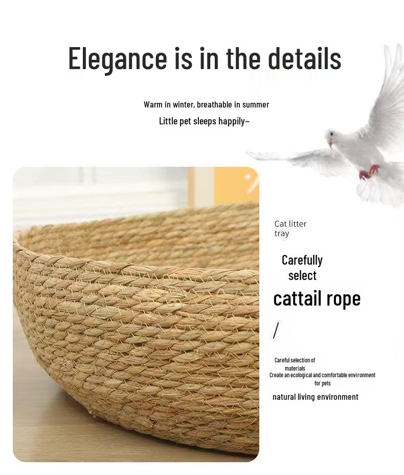 Rattan Woven Cat Nest: Handmade Cool Summer Bed, Universal for All Seasons