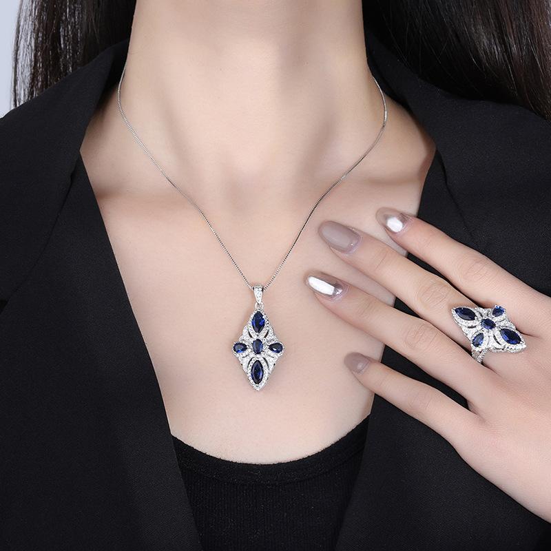 Jewelry Copper Bottom Gold Plated Women'S Pendant Ring Color Treasure Inlaid Simulation Color Treasure Creative Set