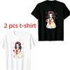 Fun Anime Cartoon Girl Print Women's T-Shirts Summer Fashion Street Outdoor Casual T-shirt Tops for Men's and Women's Tees Top