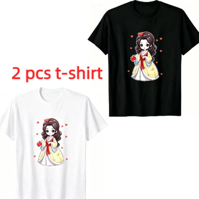 Fun Anime Cartoon Girl Print Women's T-Shirts Summer Fashion Street Outdoor Casual T-shirt Tops for Men's and Women's Tees Top