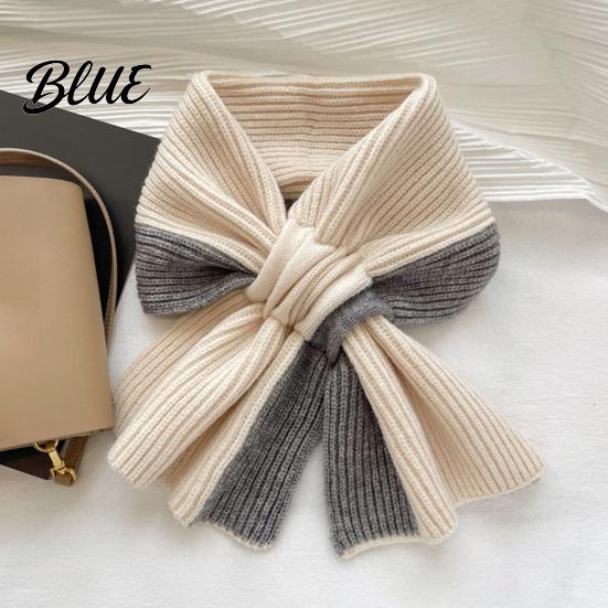Fashionable Color Block Neck Gaiter Knitted Warmer Scarf for Women Winter Cold Weather Windproof Gaiter Convenient Buckle Contrast Shawl Collar,