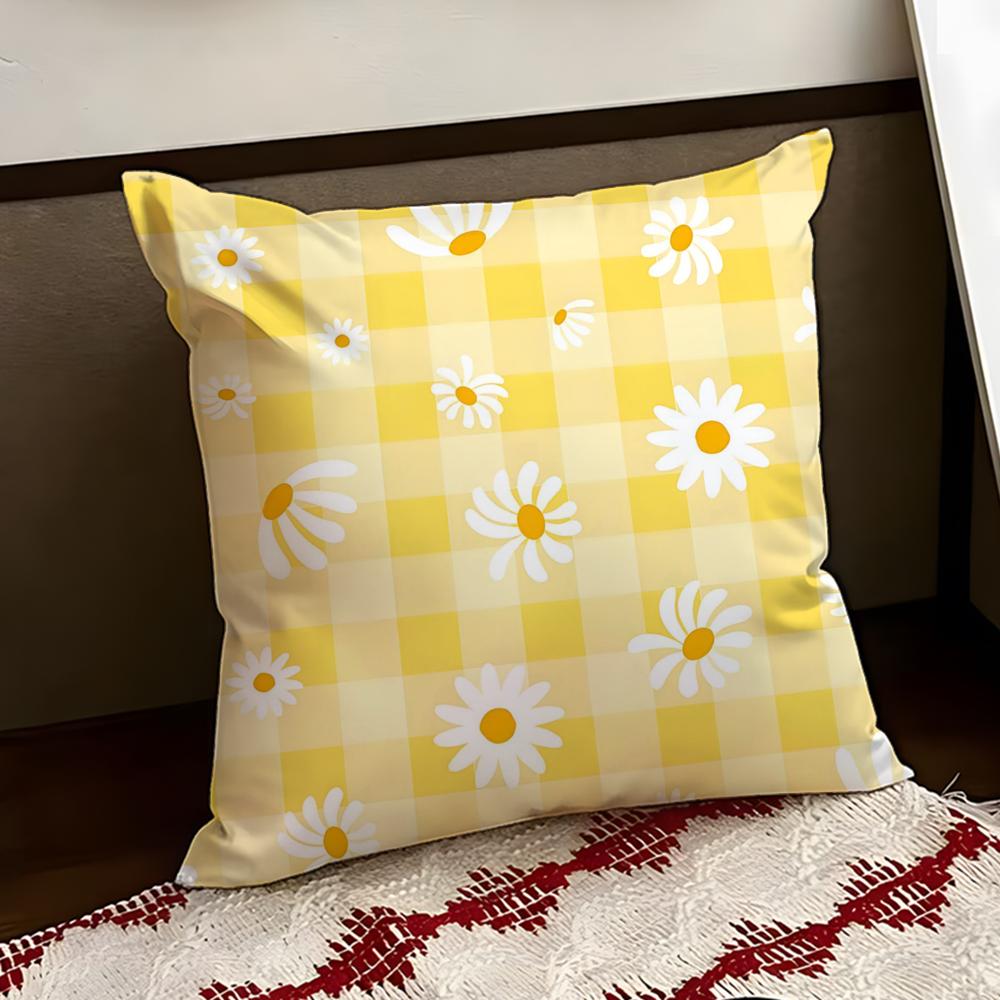 Dewy Daisy Cushion Cover Reversible Soft Durable Pillow Cover Home Car MultiScene Use for Daily Comfort