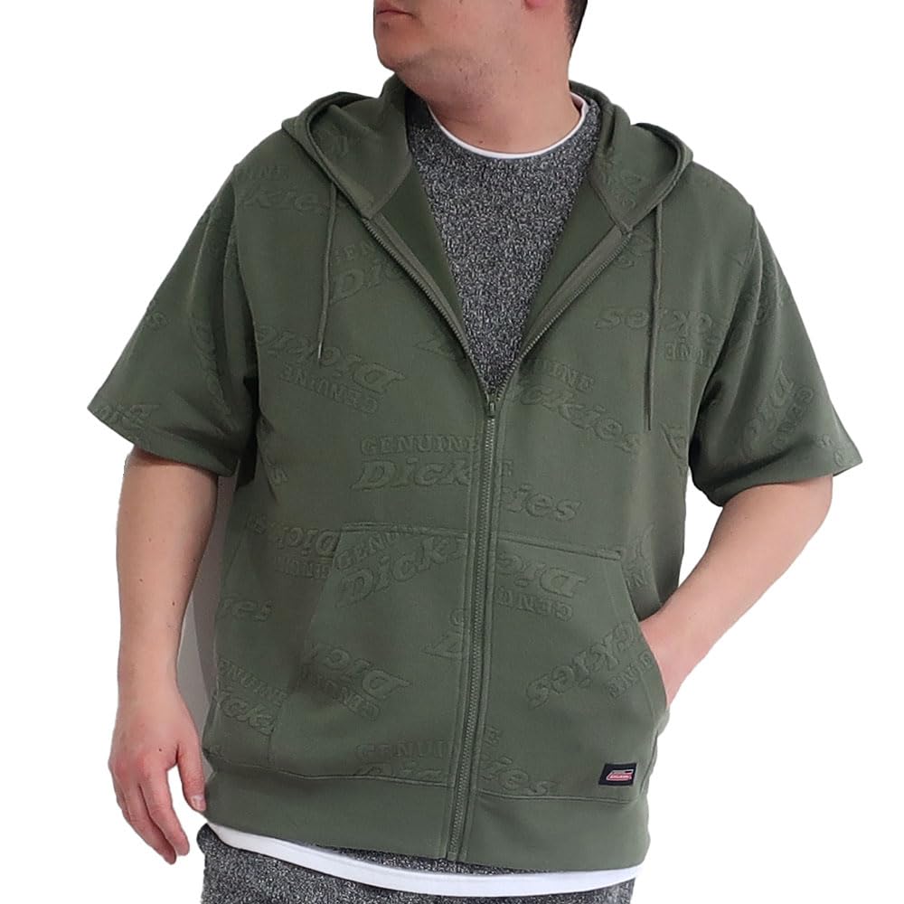 

Men s Plus Size Dickies Short Sleeve Hoodie, Full-Zip, Fleece Sweatshirt, Sizes 3L, 4L, and 5L, Product Number 10001866 (JP, Alphabet, 3L, Khaki)