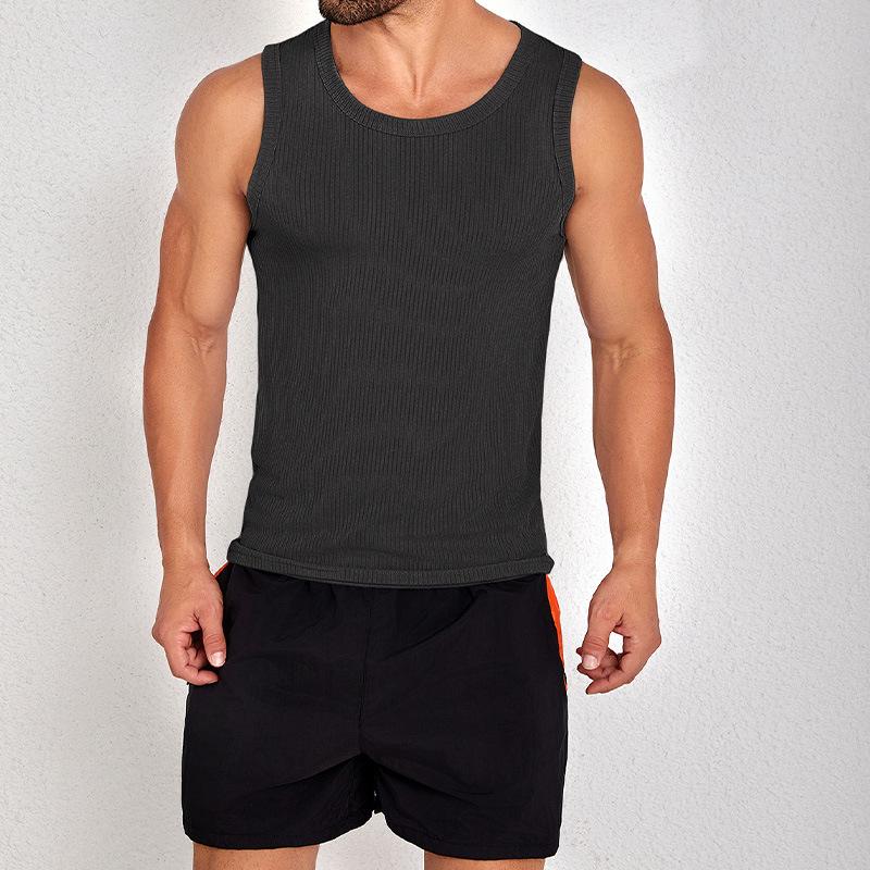 Men's Korean Style Quick-Dry Sleeveless Slim Fit Tank Top for Summer Fitness